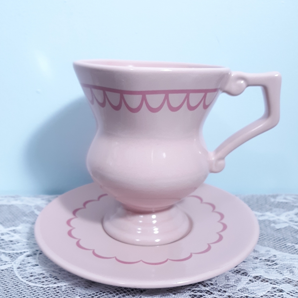 RARE NWOT Disney Alice In Wonderland Pink Teacup and Saucer Mug Cup - Picture 4 of 15